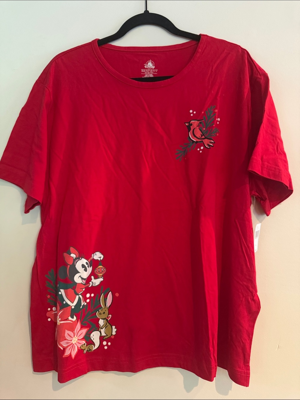 Disney Minnie Mouse Cardinal holiday Christmas tee Red size XL NWT